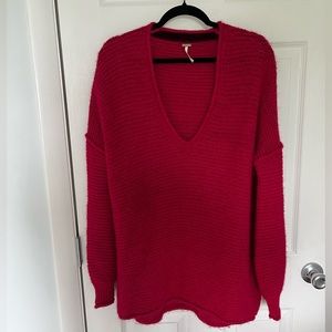 Free People size medium All Mine Red Oversized Sweater. Cotton and Alpaca blend.